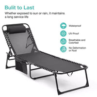 NAYSAYE Lot de 2 chaises longues pliables réglables pour patio, piscine, bronzage, avec maille respirante pour la plage et le jardin