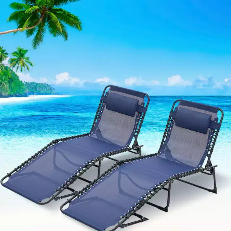 NAYSAYE Folding Chaise Lounge Chair 2 Pack Adjustable Reclining Patio Pool Sun Tanning Chair Breathable Mesh for Beach Backyard