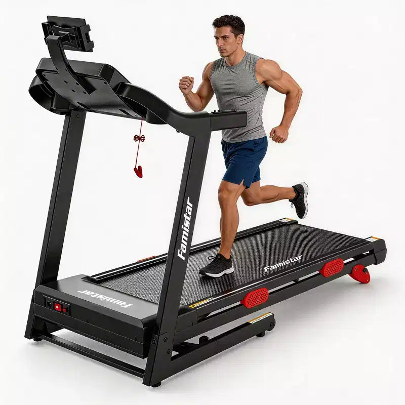 Tapis de course domestique avec moteur silencieux, vitesse de 1 à 11 km/h, inclinaison, capacité de 159 kg, écran LED et Bluetooth
