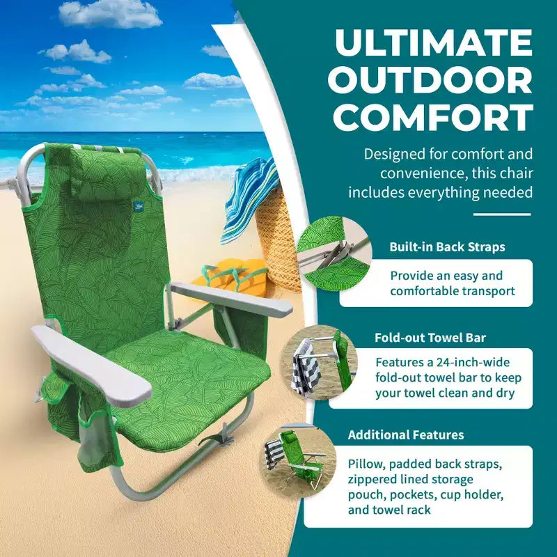 Chaise longue pliante Bliss Hammocks avec glacière détachable
