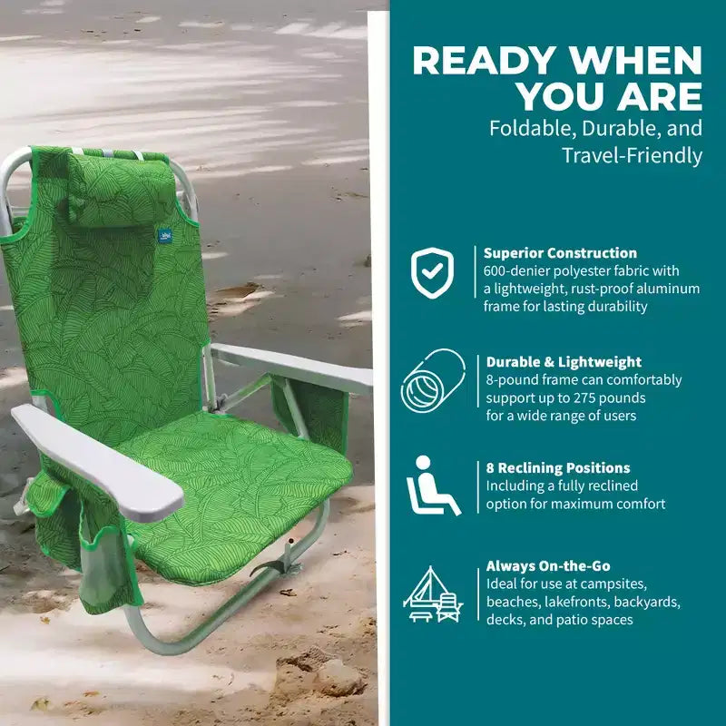 Chaise longue pliante Bliss Hammocks avec glacière détachable