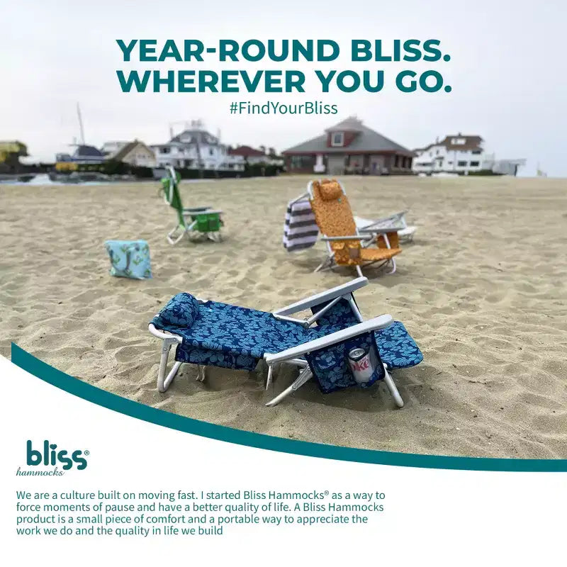 Chaise longue pliante Bliss Hammocks avec glacière détachable