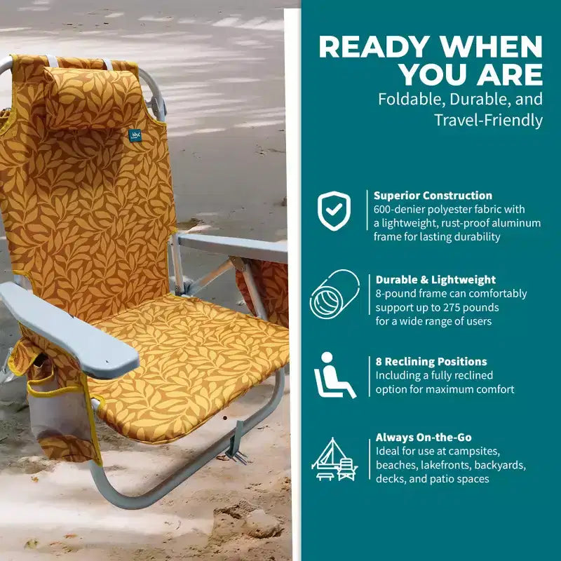 Chaise longue pliante Bliss Hammocks avec glacière détachable