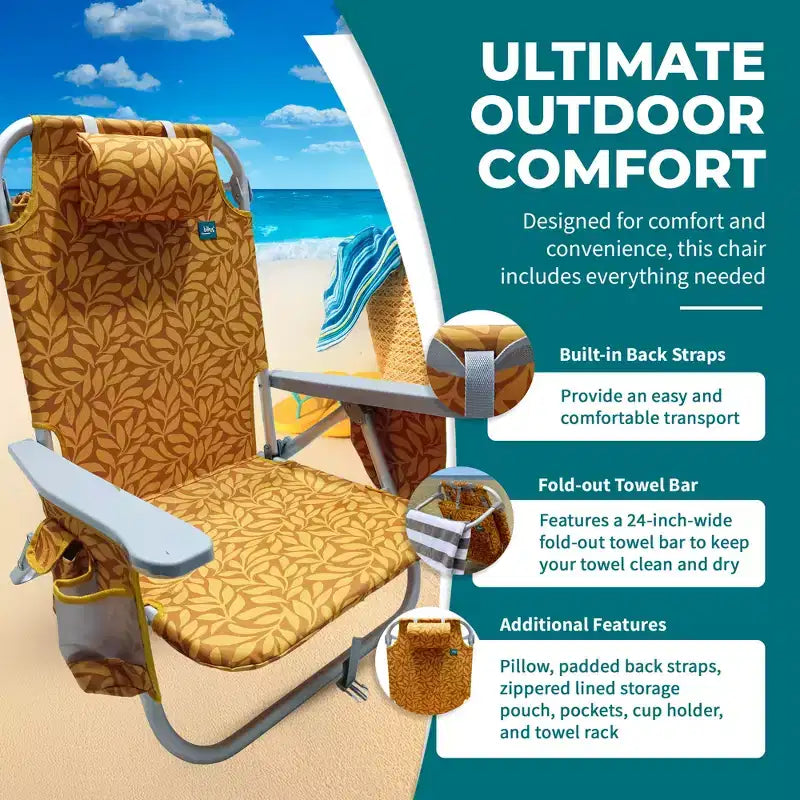 Chaise longue pliante Bliss Hammocks avec glacière détachable