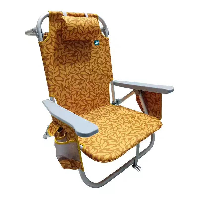 Bliss Hammocks Folding Beach Chair Recliner with Detachable Cooler