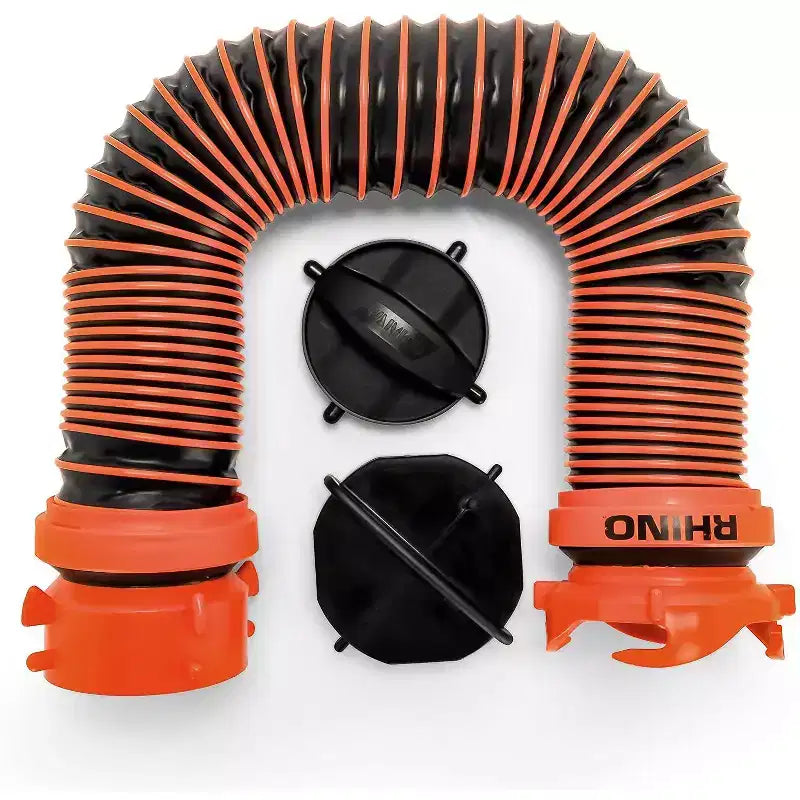 Camco 39007 Kit réservoir à déchets portable Rhino de 136 litres pour VR avec roues orientables, tuyau et autres accessoires