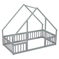 MAYEERTY Cadre de lit Queen Size, pas besoin de sommier, en bois de pin massif, design silencieux