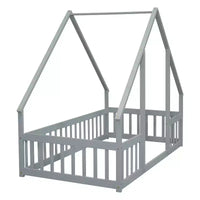 MAYEERTY Cadre de lit Queen Size, pas besoin de sommier, en bois de pin massif, design silencieux