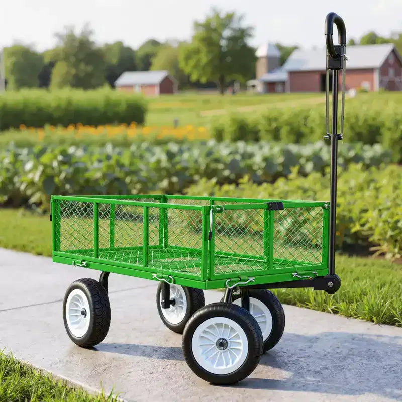Chariot de jardin VEVOR, 408 kg, brouette de jardin robuste en acier avec pneus de 10 pouces, tabouret de jardin extérieur avec poignée réglable, vert