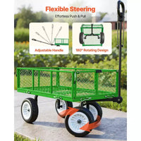 Chariot de jardin VEVOR, 408 kg, brouette de jardin robuste en acier avec pneus de 10 pouces, tabouret de jardin extérieur avec poignée réglable, vert