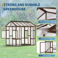 Serre en Bois 6x8 FT pour l'extérieur, Kit de Serre Robuste avec Fenêtre Ventilée et Porte Verrouillable, Serre Tunnel pour Jardin, Terrasse, Pelouse