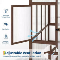 Serre en Bois 6x8 FT pour l'extérieur, Kit de Serre Robuste avec Fenêtre Ventilée et Porte Verrouillable, Serre Tunnel pour Jardin, Terrasse, Pelouse