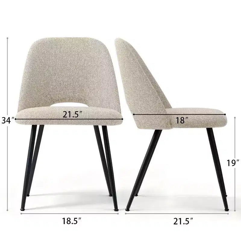 Lot de 4 chaises de salle à manger rembourrées modernes, chaises de salle à manger sans accoudoirs à pieds métalliques noirs, chaises confortables de cuisine et salle à manger-Panipeachy