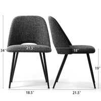 Lot de 4 chaises de salle à manger rembourrées modernes, chaises de salle à manger sans accoudoirs à pieds métalliques noirs, chaises confortables de cuisine et salle à manger-Panipeachy
