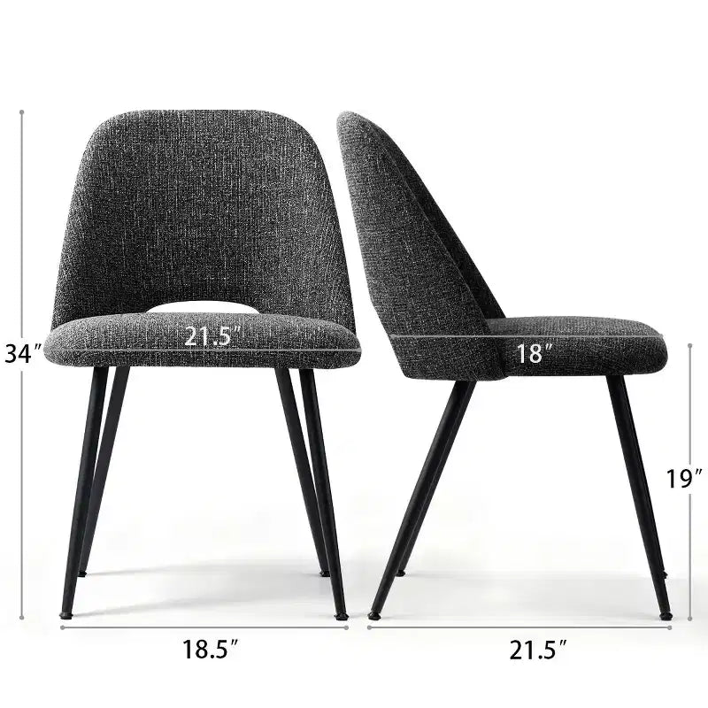 Lot de 4 chaises de salle à manger rembourrées modernes, chaises de salle à manger sans accoudoirs à pieds métalliques noirs, chaises confortables de cuisine et salle à manger-Panipeachy