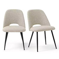 Lot de 4 chaises de salle à manger rembourrées modernes, chaises de salle à manger sans accoudoirs à pieds métalliques noirs, chaises confortables de cuisine et salle à manger-Panipeachy