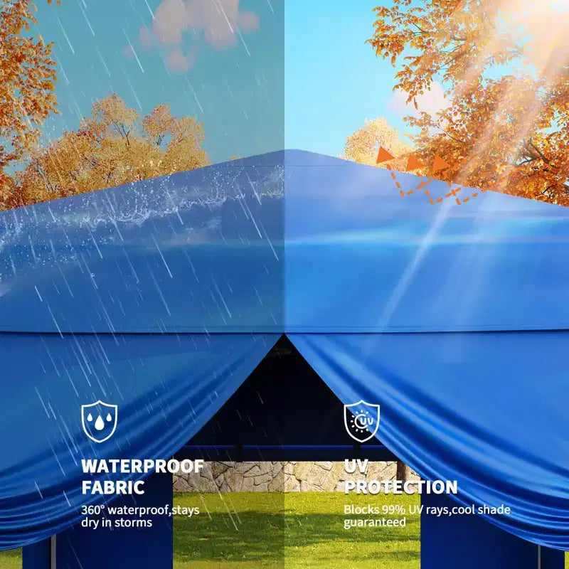 Tente auvent pliante 10x10 pi avec 4 parois laterales, auvent d'extérieur instantane robuste, impermeable et protection UV