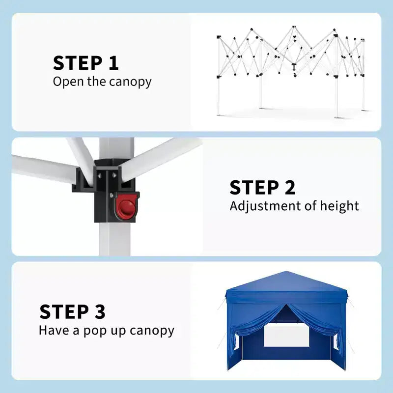 Tente auvent pliante 10x10 pi avec 4 parois laterales, auvent d'extérieur instantane robuste, impermeable et protection UV
