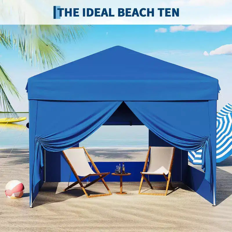 Tente auvent pliante 10x10 pi avec 4 parois laterales, auvent d'extérieur instantane robuste, impermeable et protection UV