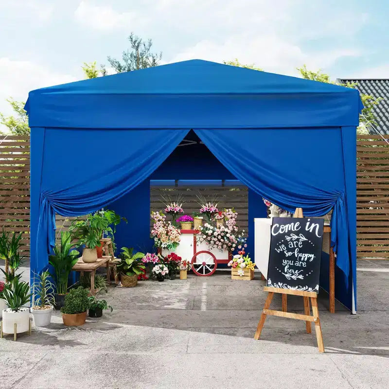 Tente auvent pliante 10x10 pi avec 4 parois laterales, auvent d'extérieur instantane robuste, impermeable et protection UV