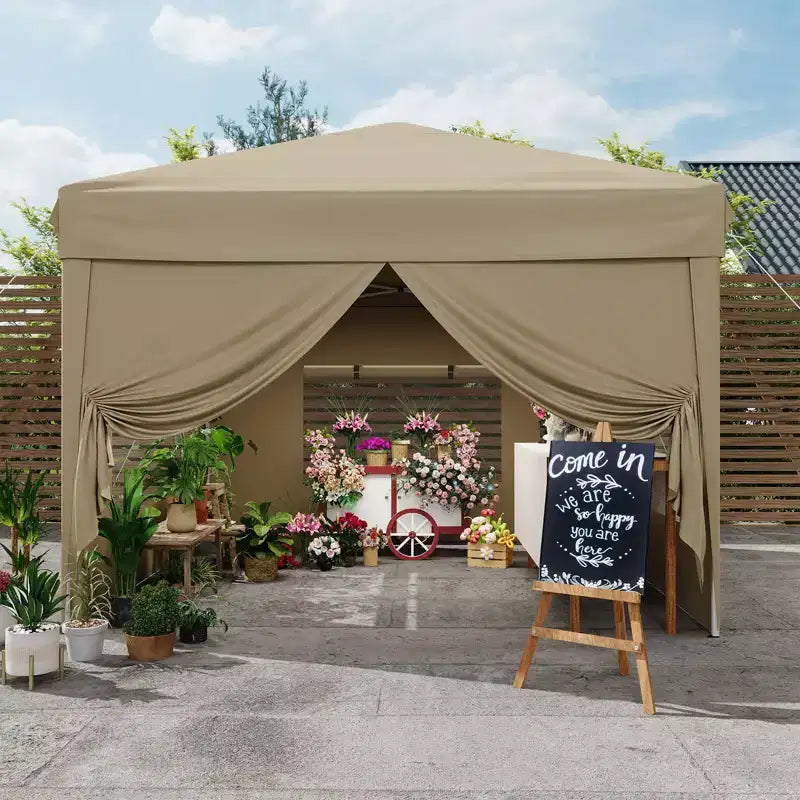 Tente auvent pliante 10x10 pi avec 4 parois laterales, auvent d'extérieur instantane robuste, impermeable et protection UV