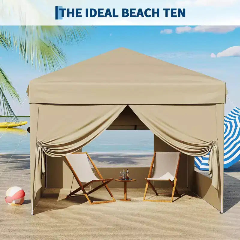 Tente auvent pliante 10x10 pi avec 4 parois laterales, auvent d'extérieur instantane robuste, impermeable et protection UV