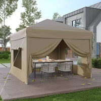 Tente auvent pliante 10x10 pi avec 4 parois laterales, auvent d'extérieur instantane robuste, impermeable et protection UV
