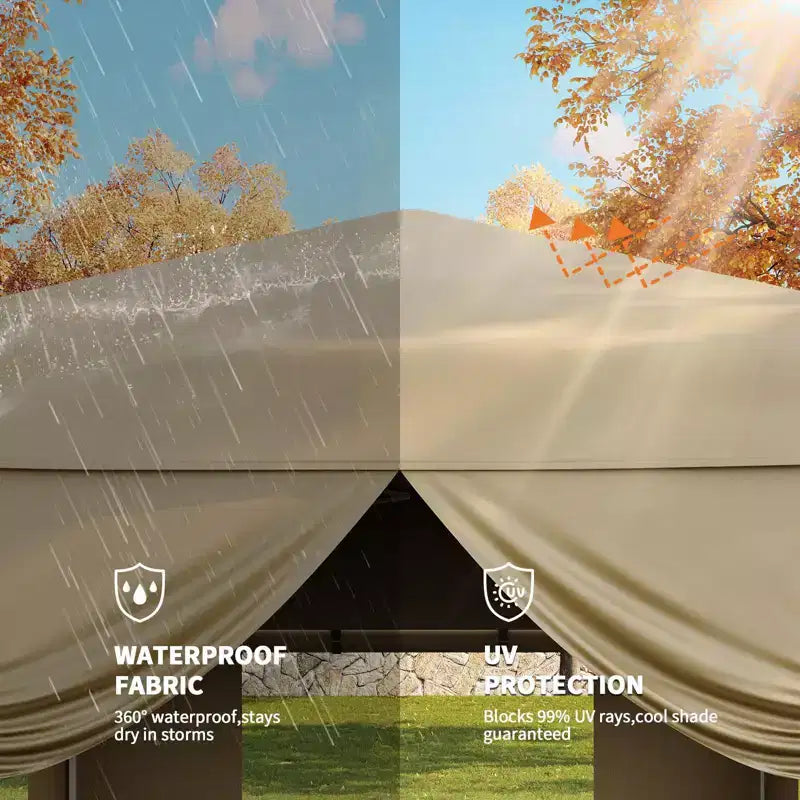 Tente auvent pliante 10x10 pi avec 4 parois laterales, auvent d'extérieur instantane robuste, impermeable et protection UV