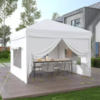 Tente auvent pliante 10x10 pi avec 4 parois laterales, auvent d'extérieur instantane robuste, impermeable et protection UV