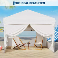 Tente auvent pliante 10x10 pi avec 4 parois laterales, auvent d'extérieur instantane robuste, impermeable et protection UV
