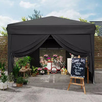 Tente auvent pliante 10x10 pi avec 4 parois laterales, auvent d'extérieur instantane robuste, impermeable et protection UV