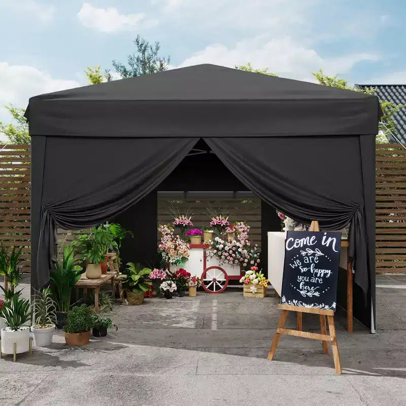 Tente auvent pliante 10x10 pi avec 4 parois laterales, auvent d'extérieur instantane robuste, impermeable et protection UV