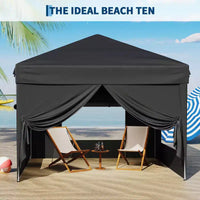 Tente auvent pliante 10x10 pi avec 4 parois laterales, auvent d'extérieur instantane robuste, impermeable et protection UV