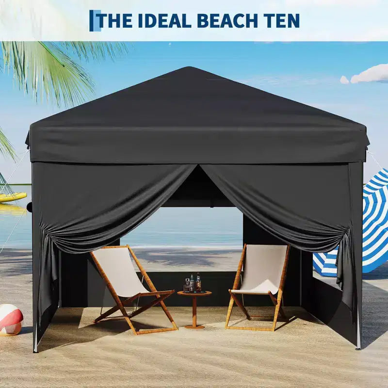 Tente auvent pliante 10x10 pi avec 4 parois laterales, auvent d'extérieur instantane robuste, impermeable et protection UV