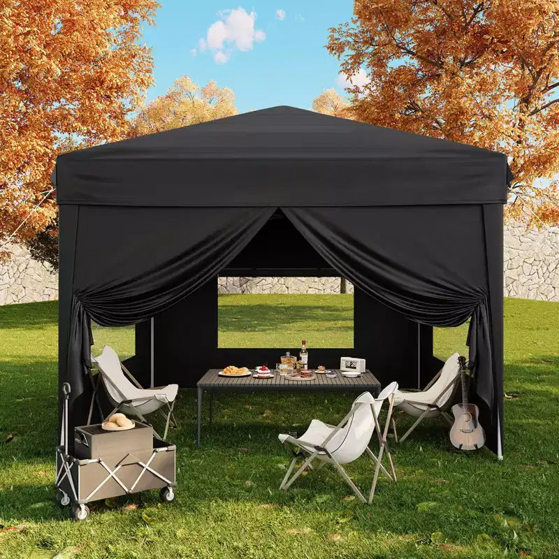 10x10FT Pop Up Canopy Tent with 4 Sidewalls, Heavy Duty Instant Outdoor Canopy, Waterproof & UV Protection