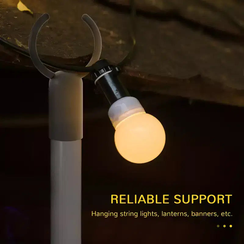 Lot de 2/4 poteaux à guirlandes lumineuses 10', support d'eclairage suspendu en acier pour patio, arrière-cour, terrasse, mariage et fête, noir