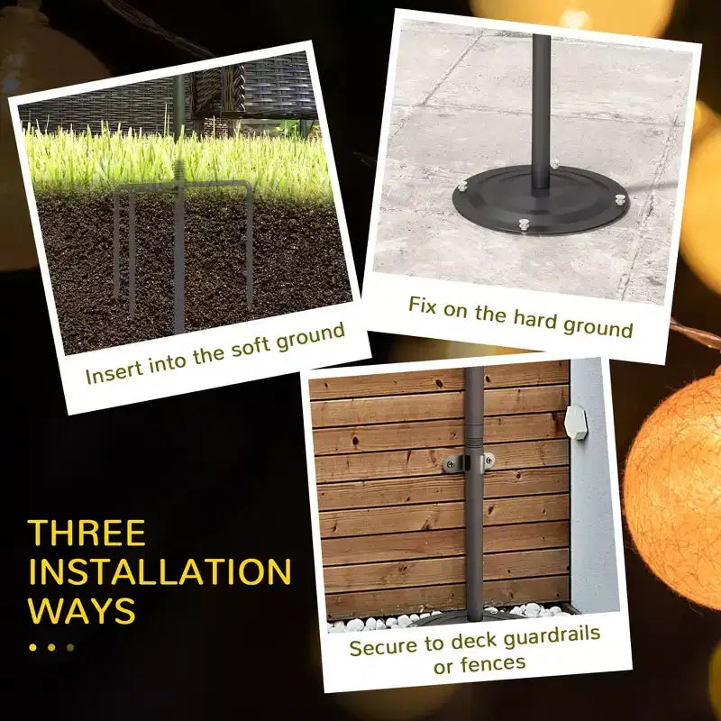 Lot de 2/4 poteaux à guirlandes lumineuses 10', support d'eclairage suspendu en acier pour patio, arrière-cour, terrasse, mariage et fête, noir