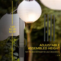 Lot de 2/4 poteaux à guirlandes lumineuses 10', support d'eclairage suspendu en acier pour patio, arrière-cour, terrasse, mariage et fête, noir