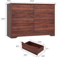 Commode en bois à 6 tiroirs, commode de rangement longue, armoire moderne, pour chambre, salon