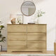 Wooden Dresser with 6 Drawers, Long Storage Dresser, Modern Closet, for Bedroom, Living Room