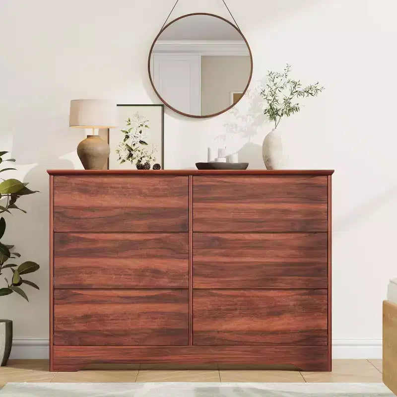 Commode en bois à 6 tiroirs, commode de rangement longue, armoire moderne, pour chambre, salon
