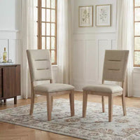 Chaise de salle à manger capitonnée en bois rustique traditionnel GDFStudio Everett avec dossier à barreaux (Lot de 2)