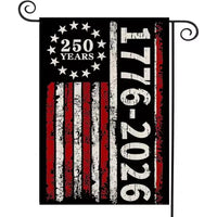 Drapeau de jardin Lomsoe pour le 250e anniversaire 1776-2026 Drapeau de cour patriotique Jour de l'Indépendance Drapeau de signalisation 4 juillet Panneau de cour patriotique Décoration de jardin 12x18 pouces