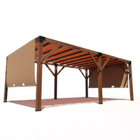 GustoWave Pergola d'extérieur en bois de cèdre avec auvent d'ombrage retractable, gazebo en bois robuste pour patio, arrière-cour, jardin et bord de piscine