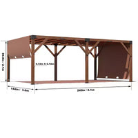 GustoWave Pergola d'extérieur en bois de cèdre avec auvent d'ombrage retractable, gazebo en bois robuste pour patio, arrière-cour, jardin et bord de piscine