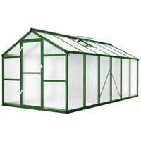 Serre de jardin 2,4x3,6 m - Grandes serres en aluminium pour l'extérieur, serre en polycarbonate robuste avec aération de toit et ancrages, serres de jardin accessibles