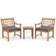 Gymax 3-Piece Outdoor Acacia Wood Bistro Set with Ergonomic Chairs and Coffee Table Cushioned Seating Gray/Navy