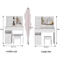 Coiffeuse de 104 cm avec Miroir LED Tactile, Rangement Organisé et Tabouret Assorti pour Chambre à Coucher