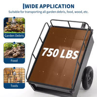 Remorque à benne ATV/UTV 750 lbs capacite 15 pieds cubes, panneaux lateraux renforces, remorque tout-terrain robuste avec fonction de dechargement pour jardinage et ferme