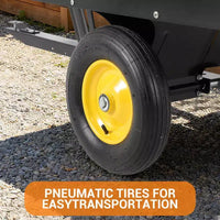 Remorque à benne ATV/UTV 750 lbs capacite 15 pieds cubes, panneaux lateraux renforces, remorque tout-terrain robuste avec fonction de dechargement pour jardinage et ferme